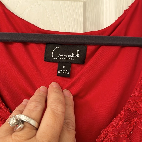 🍒Gorgeous Connect apparel, sequence cherry red dress size 8 “NWT” - Picture 6 of 9